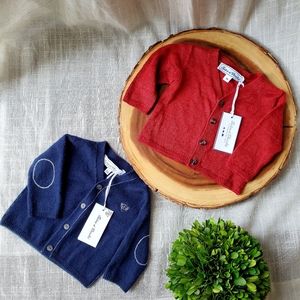 100% Cashmere Red & Blue Cardigans 3 Month Tartine Et Chocolat Embroidered Logo